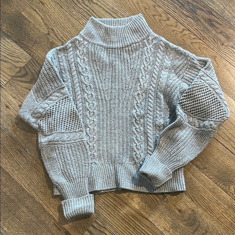 Veronica Beard Gray Cable Knit Sweater